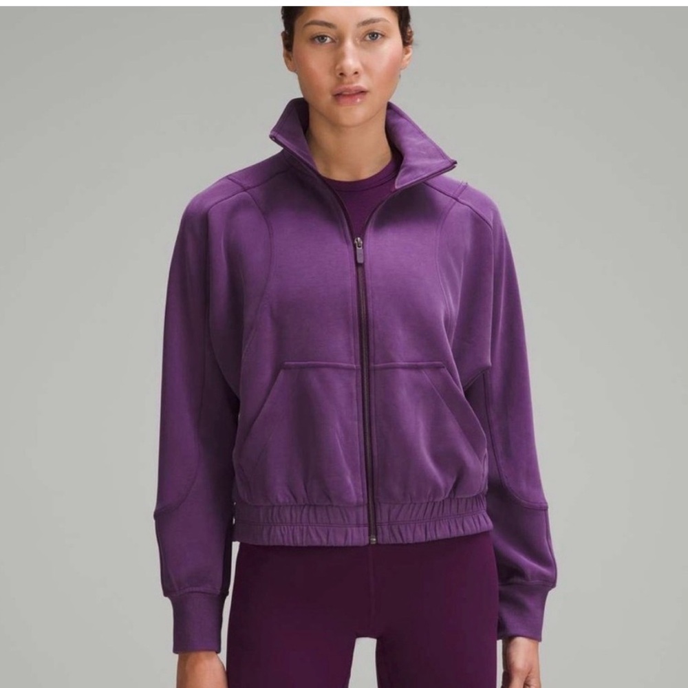 Lululemon Softstream Funnel Neck Zip Up, size 4, dramatic magenta, purple, EUC